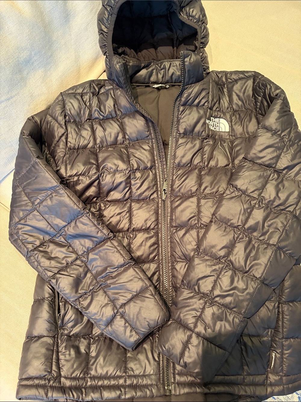 The North Face Kids Black “Thermoball”  Hooded Packable Puffer Jacket